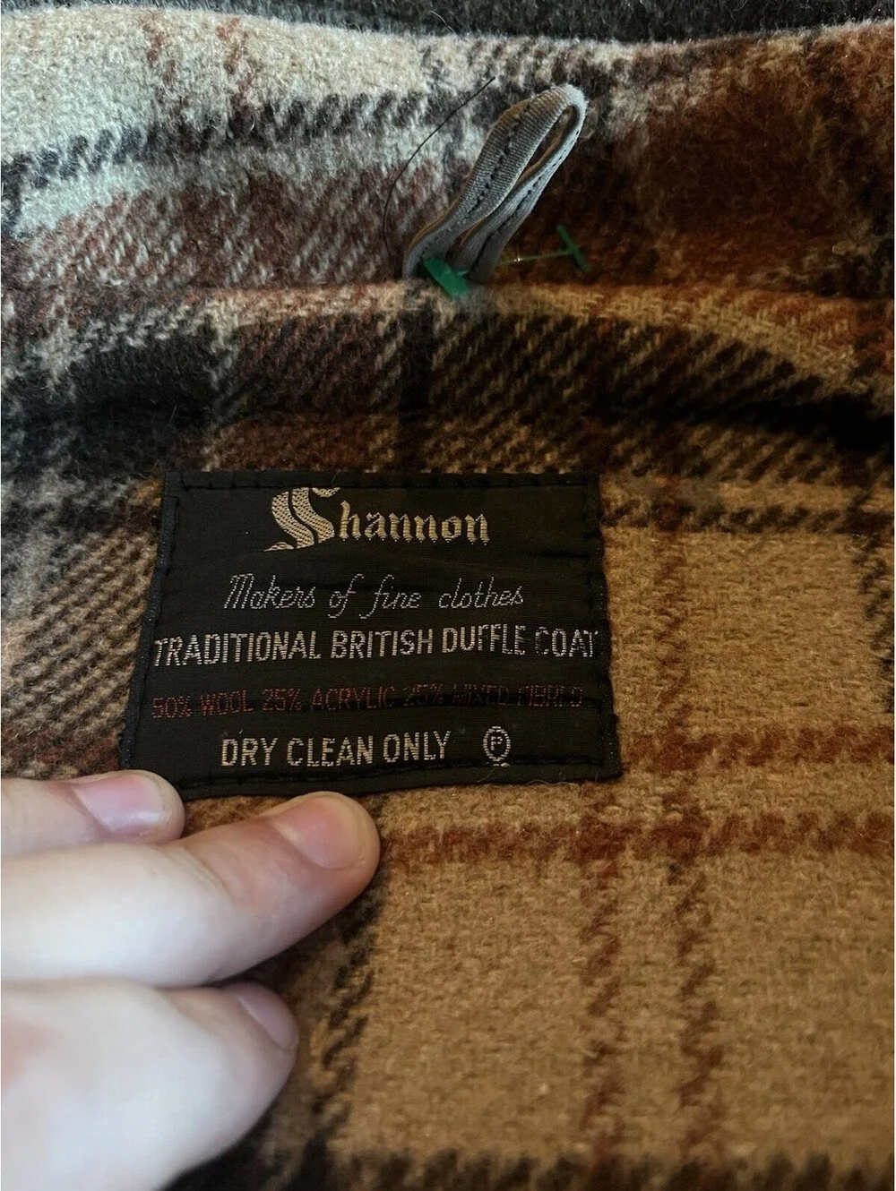 Vintage Shannon Traditional British Duffle Coat Hooded Gray Men’s L Wool